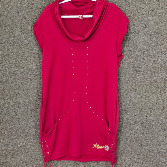 Apple Bottoms Vintage Y2K Cowl Neck Dress Red Sz 1XL PreOwned FLAW - Picture 4 of 7